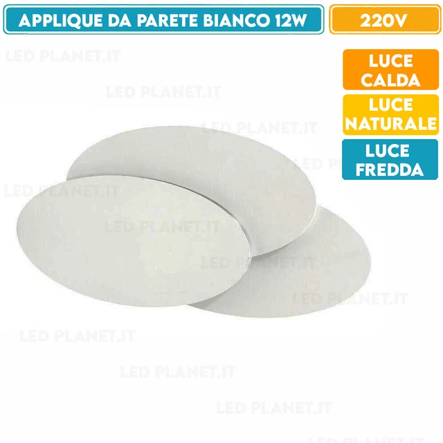Applique Lampada Ip55 Bianco 12W A Parete A Muro Led Moderno Esterno Ovale Vetro