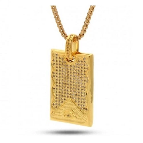 King Ice All See Eye Pyramid Dog Tag 14k Gold