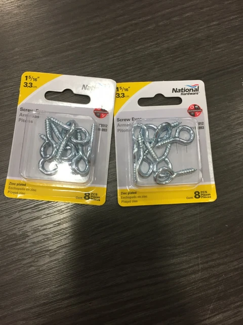 National Hardware 0.14" Dia. x 1-5/16" L Zinc-Plated Screw Eye 30 lb 2 pks of 8