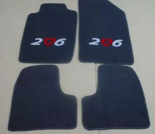 Tapis de sol en velours pour Peugeot 206 CC noir/bleu