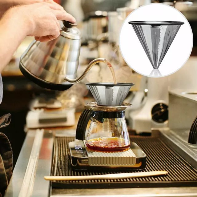 1PC Stainless Steel Pour Over Cone Dripper Reusable Coffee Filter Cup Sta-ID