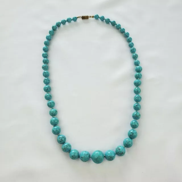 Vintage Chinese Turquoise Graduated Beads Necklace 10 1/2" when closed