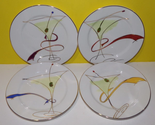 Pier 1 Imports Martini Glass Salad Dessert Appetizer Plates Porcelain Set of 4