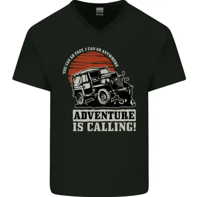 Adventure Is Calling 4X4 Off Roading Road Mens V-Neck Cotton T-Shirt