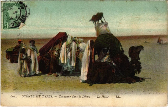 CPA AK Scenes et Types - Caravane dans le Desert - La Halte ALGERIE (1189683)