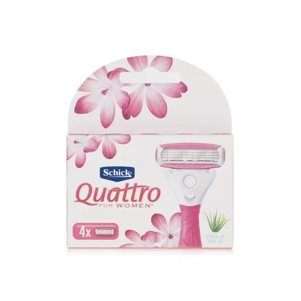 Recarga de hoja de afeitar Schick Quattro para mujer aloe y vitamina E - 4 cartuchos