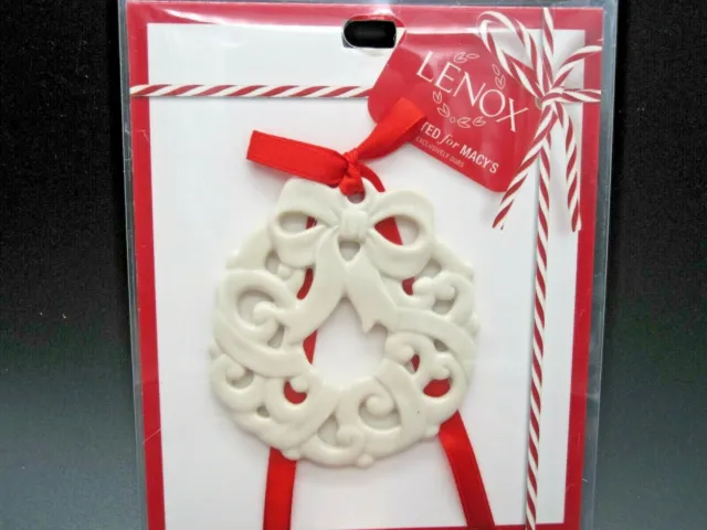 Lenox Macy's Pierced Wreath Christmas Ornament New In Package
