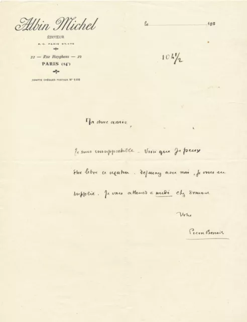 littérature Pierre BENOIT (1886-1962) 3 lettres autographes signée  Paul YRAM