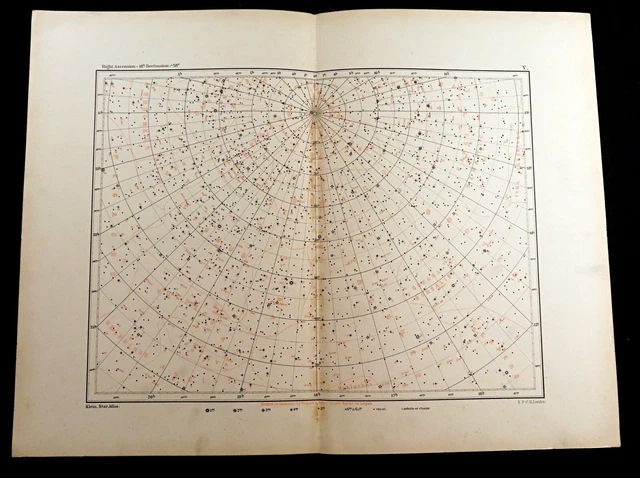 Celestial Planisphere Map Ursa Major Cygnus Constellation Astronomy Antique 1893