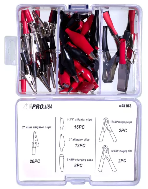 60 Quantity Alligator Clip Assortment - Mini, Charging & 2 in. Clamps