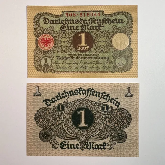 Amazing 1920 German 1 Mark *Near Mint* Authentic, Crisp Banknote, 100+ Years Old