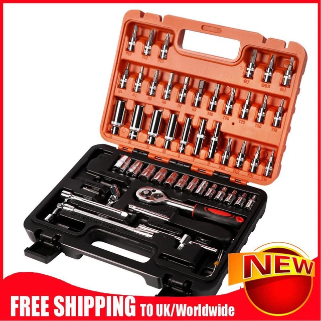 53pz Set Chiave Combinazione Strumenti Riparazione Auto Testa Batch Tenditore Presa