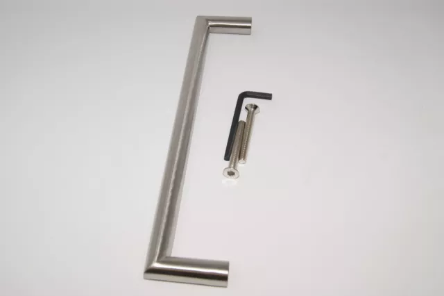 Mitred Pull Handle 19mm dia x 300mm Bolt Through Fixed Satin Stainless Steel