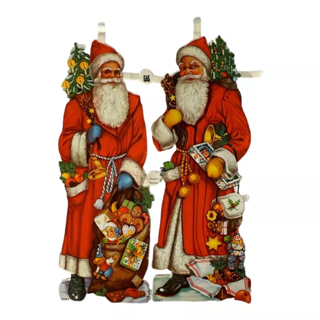 Santa Claus Christmas Diecut Father Christma w Tree and Toys EAS Pre-War Germany