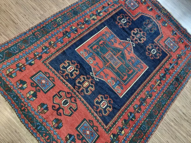225626-Wunderschöner Origina Antiker Russischer Kazak,202x153 cm,Teppich,Tappeto