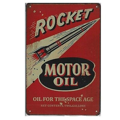 Garage Retro Metal Tin Sign Plaque Club Café Wall Décor Art Rocket Motor Oil