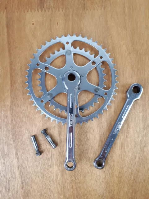 Pédalier Solida acier chromé 48/36 14x125 vélo vintage France bicycle crankset