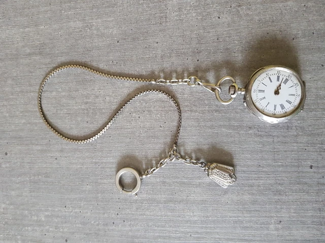 Chaine Pour Montre De Gousset - Métal Argenté - Longueur Standard - Occasion