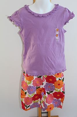 Gymboree Pretty Posies Girls Size 5T 5 Purple Top Shirt NWT Bermuda Shorts NEW