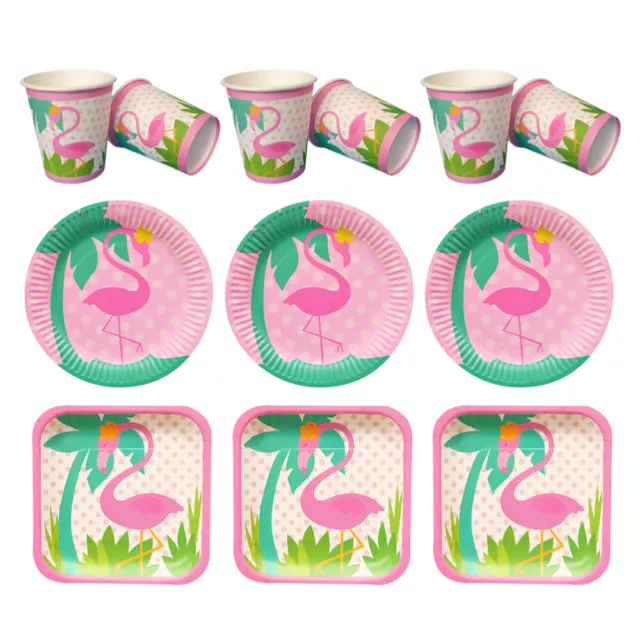24 Pcs Rosa Partyzubehör Flamingo-Dekor Flamingo-Pappteller Dekorationen