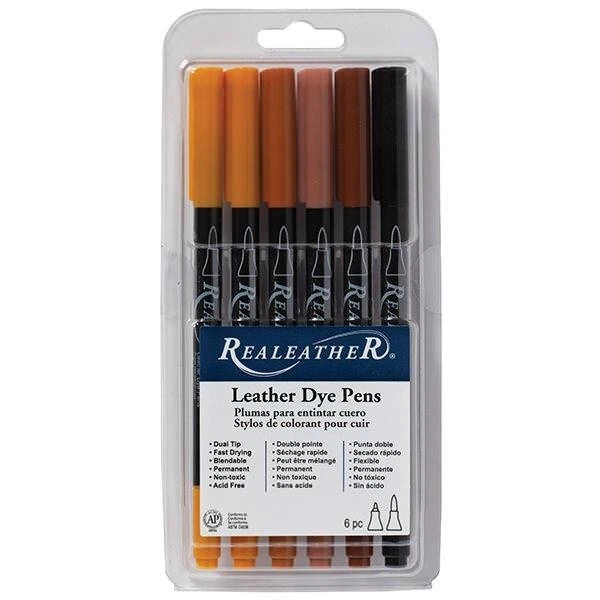 Marcadores de tinte de cuero Realeather, 6 piezas