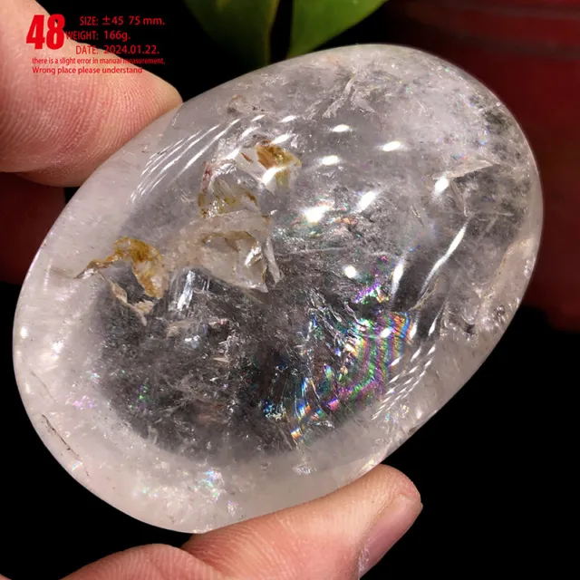 166g natural rainbow stone clear quartz palmstone crystal freeform stone healing