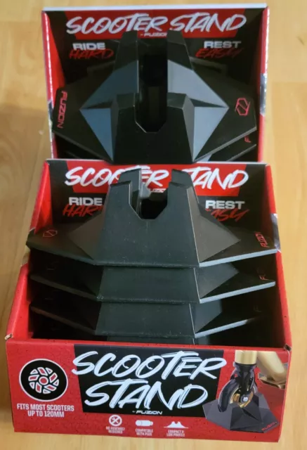 Lot of (6) Fuzion Scooter Stand - Matte Black, New in box, Ride Hard, Rest Easy Lot of (6) Fuzion Scooter Stand - Matte Black, New in box, Ride Hard, Rest Easy