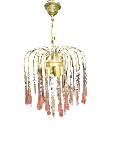 Grand Lustre Cascade En Verre De Murano