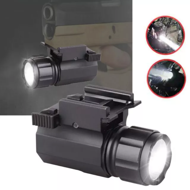 Tactical LED Pistol Light Flashlight 20mm Rail Mount Gun Rifle  Hunting Torch UK