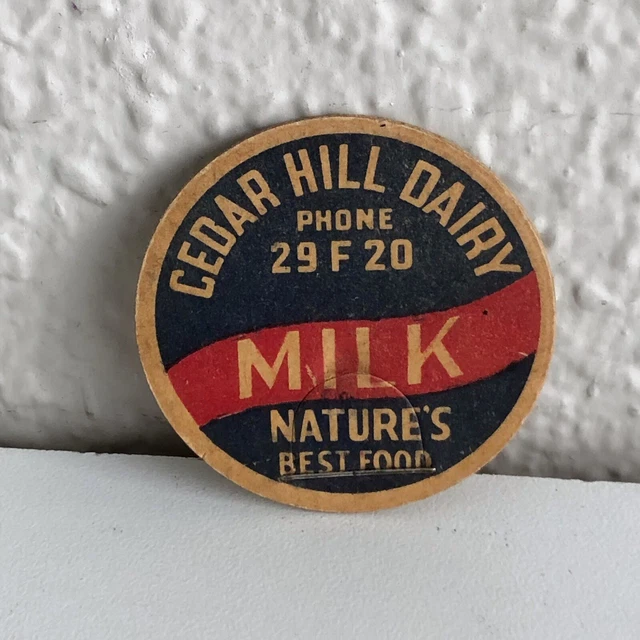 Vintage Cedar Hill Dairy Milk Bottle Cap Massachusetts Red Blue