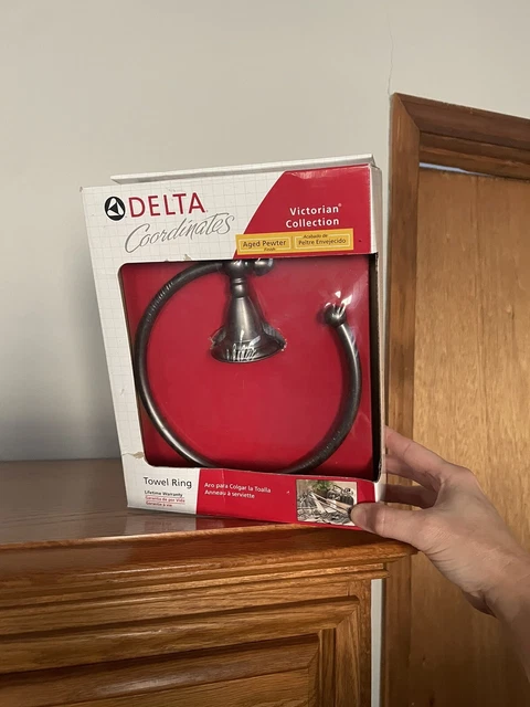 Delta Coordinates Victorian Collection Towel Ring 75046PT Aged Pewter Finish New