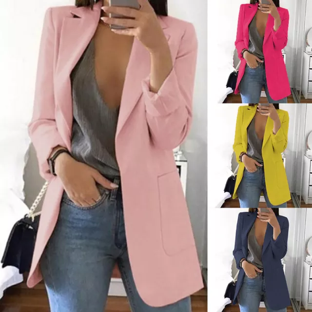 Women Slim Fit Top Long Sleeve Blazer Office Ol Work Cardigan Jacket Suit Coat ☆