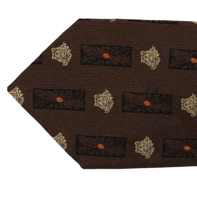 100% New VERSACE Silk Tie Brown Medusa Design - Original Gift Box GENUINE 231191
