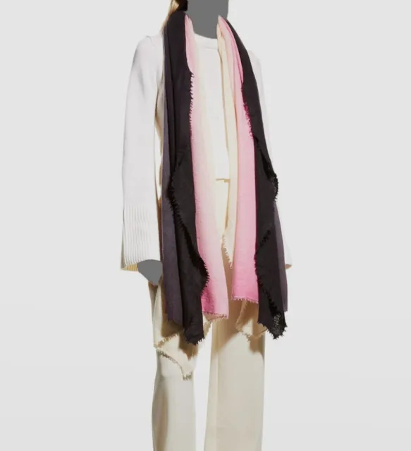 $465 Bajra Women's Beige Pink Ombre Cashmere Wrap Shawl Scarf