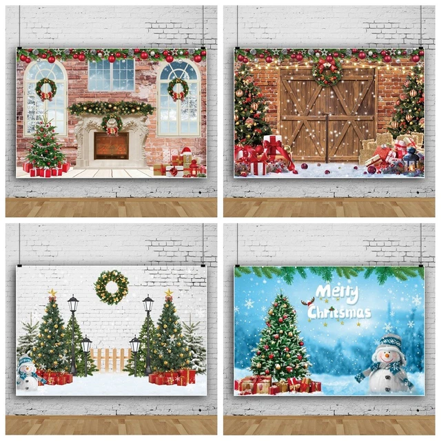 2023 Snow Man Christmas Tree Forest Vinyl Photography Background Photo Backdrop