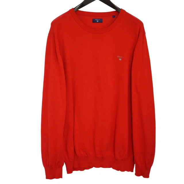 Uomo GANT Maglione IN Cotone Rosso Girocollo Casual Taglia 3XL XXXL XOB889