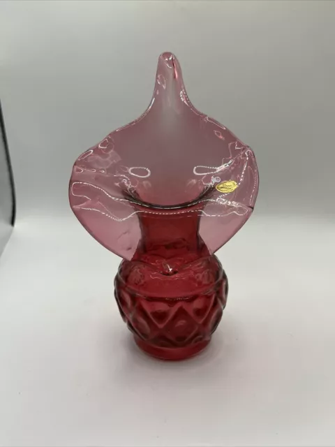 VNTG Jack in the Pulpit Cranberry Glass Handblown Art Glass Vase: Rossi Canada