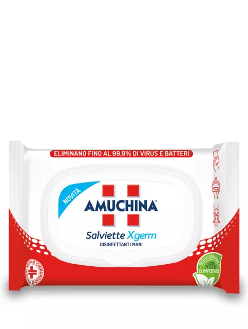 AMUCHINA Lingettes Xgerm - Désinfectant Mains Pcs. 20 - Étui 6 Paquets