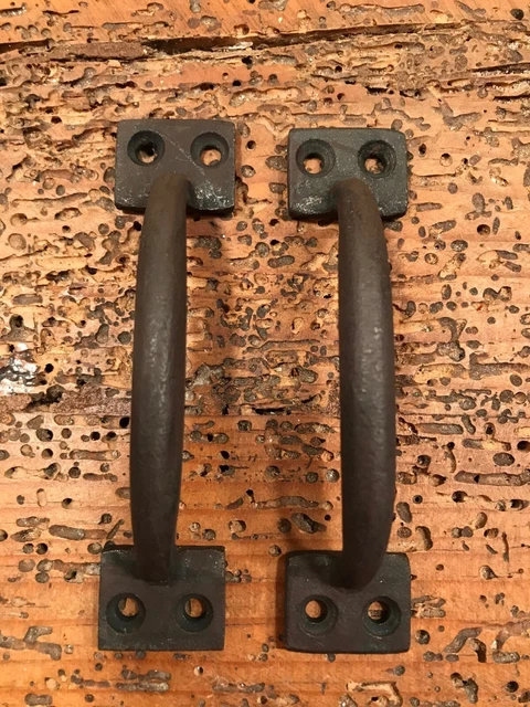 2 SMall  CAST IRON Rustic  Vintage Style Door Gate Shed Handles Pulls