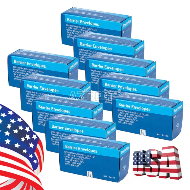 10X Dental No.2 Digital X-Ray ScanX Barrier Envelopes For Phosphor Plate 300/Box