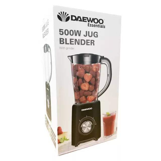 Daewoo 1.5L 500w Jug Blender & Grinder - 2 Speeds - Stainless Steel - Black