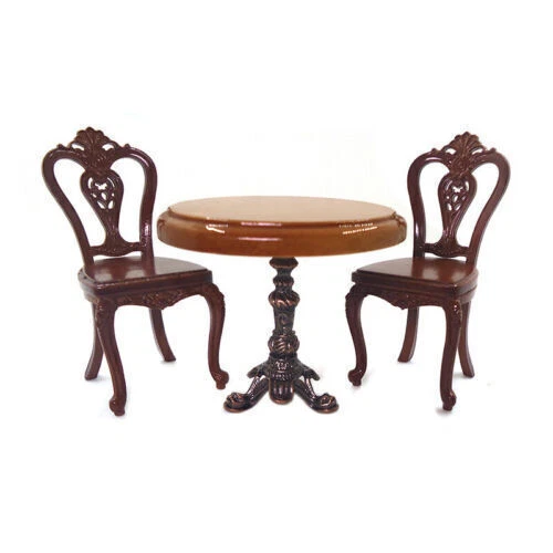 3Pcs Miniature Dining Table Chairs Sets 1:12 Dollhouse Furniture Vintage Desk123