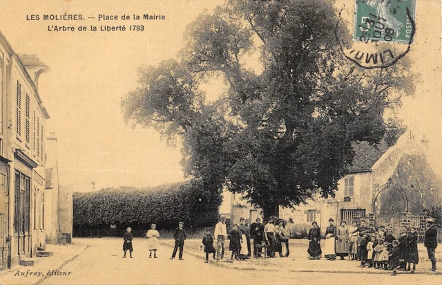 CPA 91 LES MOLIERES / PLACE DE LA MAIRIE / ARBRE DE LA LIBERTE / cpa toilée