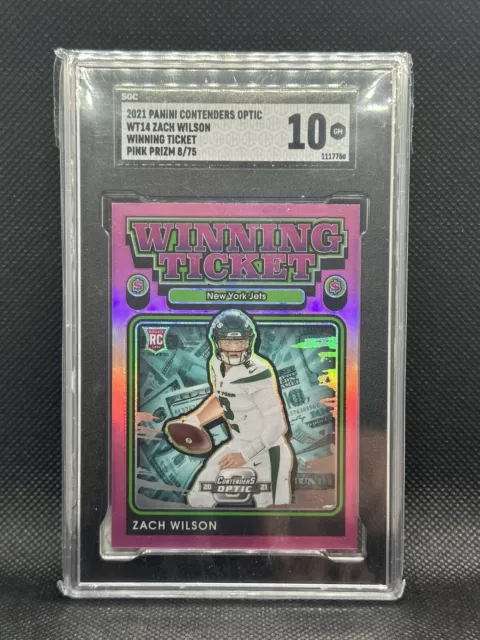 2021 Panini Contenders Optic Zach Wilson Winning Ticket Pink /75 SGC 10