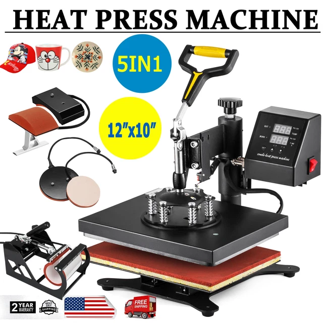 Heat Press Machine 12"X10" Transfer Sublimation T-Shirt Cap Plate Hat Swing-away