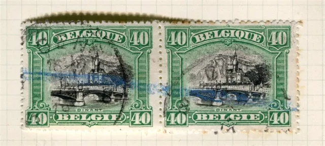 BELGIUM; Early 1900s Pictorial issue fine used 40c. Pair fair Postmark