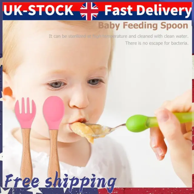 Baby Wooden Silicone Feeding Spoon Toddlers BPA-free Tableware (14)