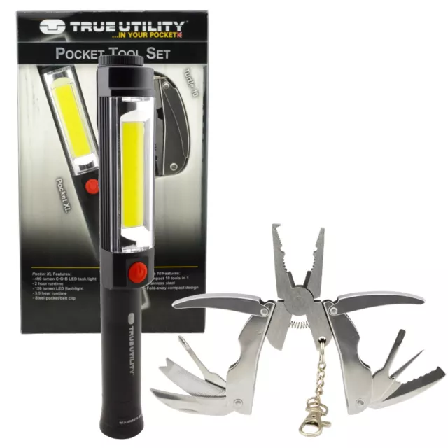 True Utility Pocket Gift Tool Set 400 Lumen LED Task Light & 10 in 1 Multi Tool