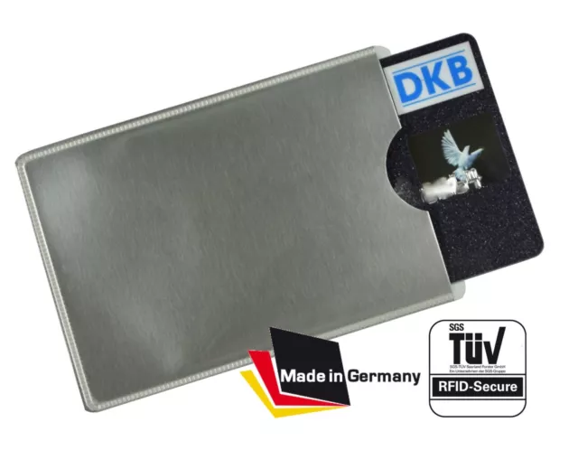 RFID Blocker NFC Schutzhülle EC Kartenhülle Soft Silber Personalausweis TÜV Gepr