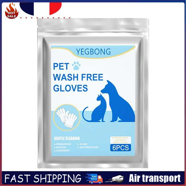 6pcs Cats Dogs Cleaning Gloves Non Woven No-Rinse Disposable Pet Gloves Wipes